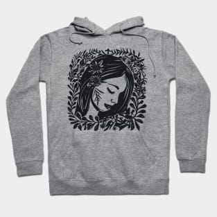 Linocut Woman Hoodie